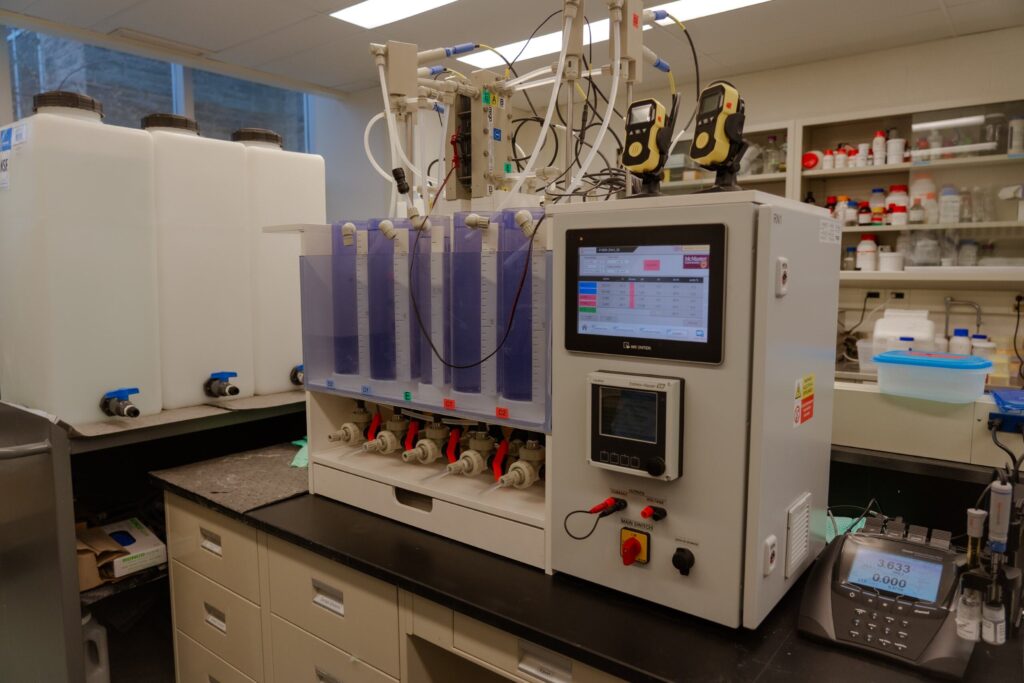Bipolar membrane electrodialysis (BMED) system in the de Lannoy Lab at McMaster