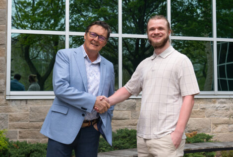 Chris Crozier and recent Mechanical Engineering graduate Trevor Bauer