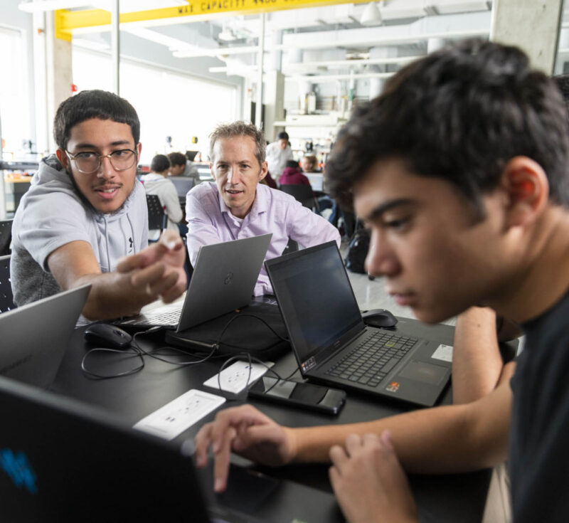 Students with Colin McDonald in the Design Studio