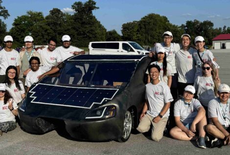 McMaster Solar Car Team Photo with car