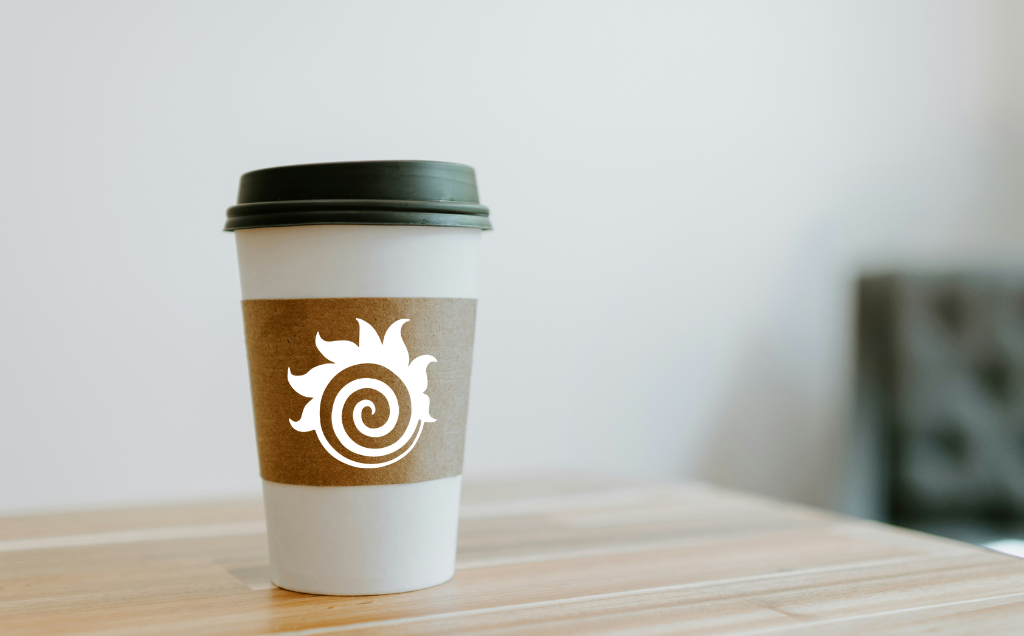 takeaway coffee cup with fireball logo